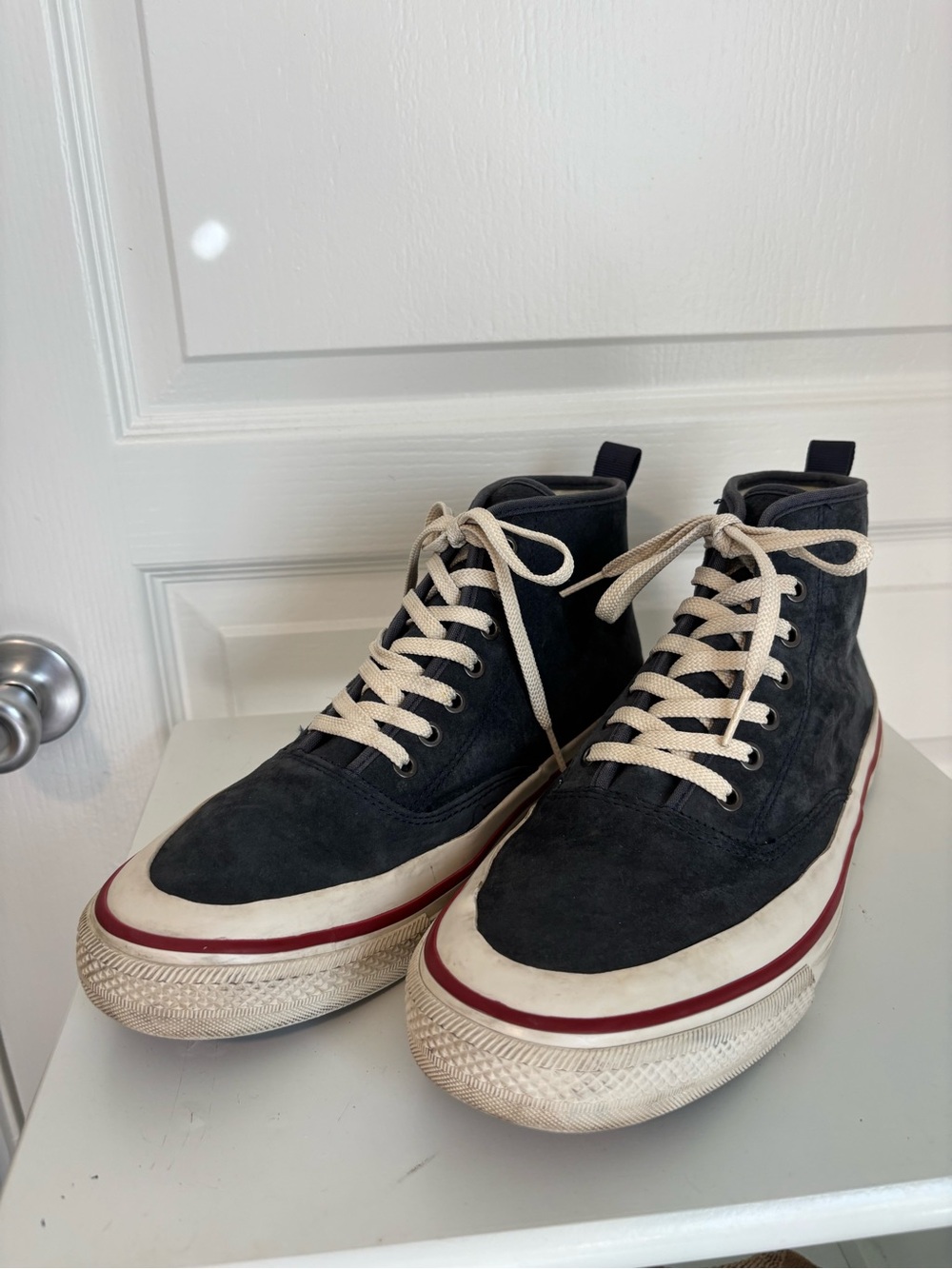 Huckberry x SeaVees - Navy Blue Suede High-Top Sneakers